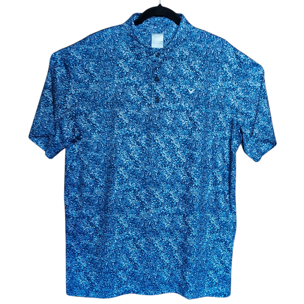 Callaway Golf Opti Dry Men's Performance Polo Blue Abstract Confetti Print Sz LG
